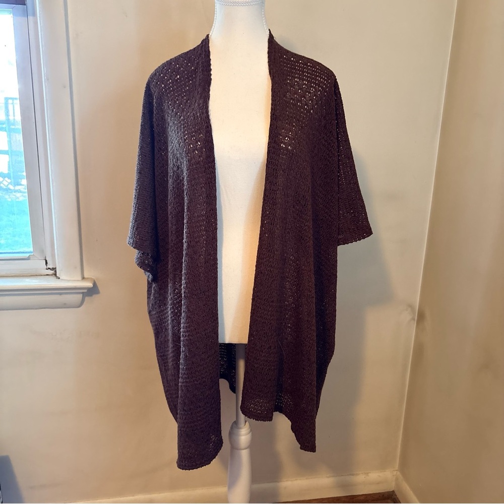 Tree of Life Open-Front Knit Cardigan in Deep Brown